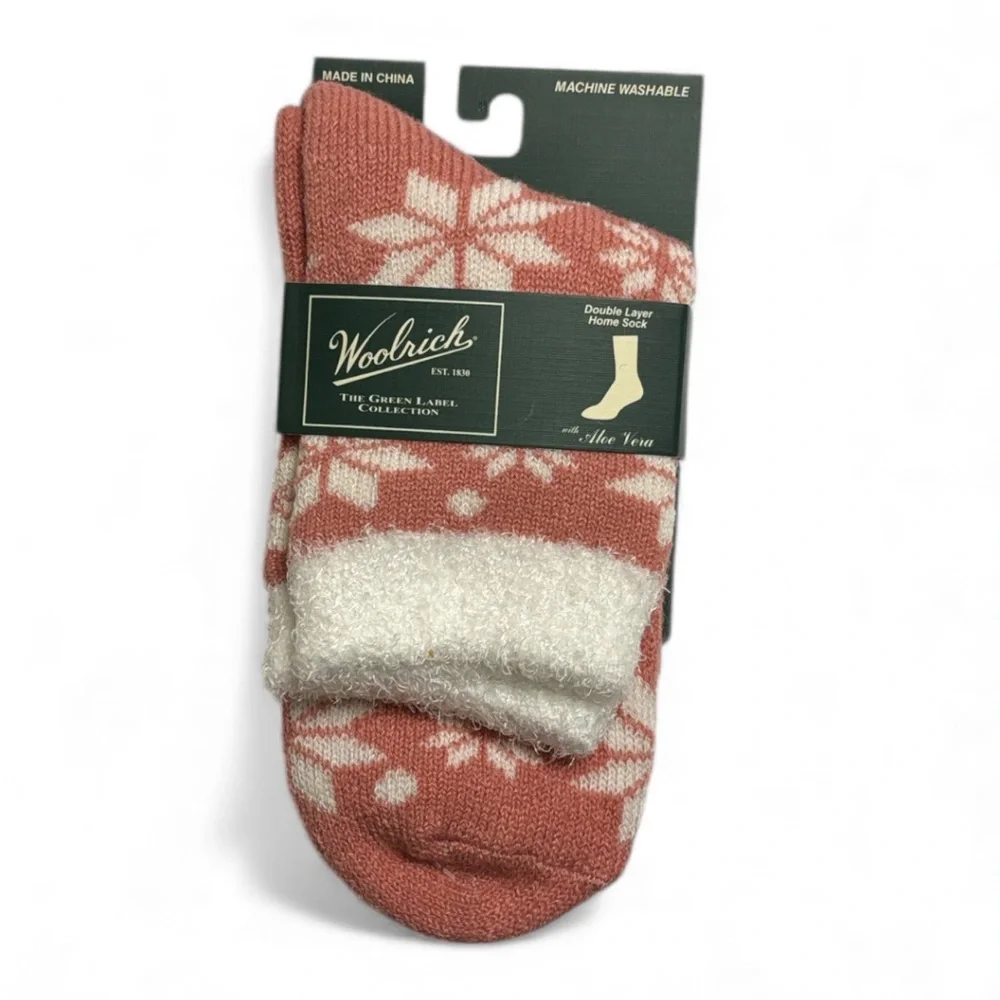 Woolrich Women's Aloe Infused Double Layer Peach Home Socks